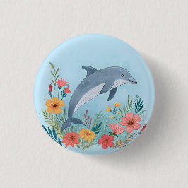 Floral Dolphin Button