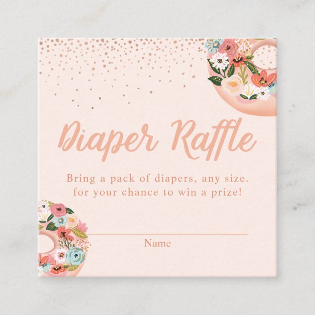 Floral Donuts Baby Duschdiapers Raffle Umschließun Begleitkarte (Vorderseite)