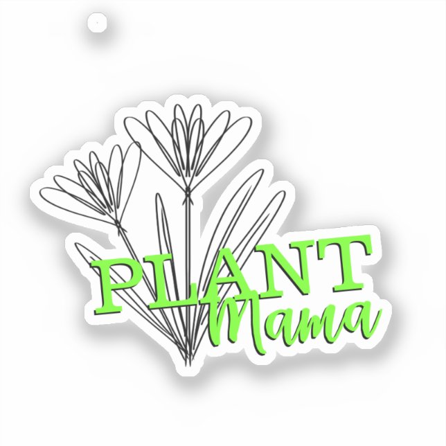 Floral Doodle Hand Drawn Pflanze Mama Neon Aufkleber (Vorderseite)