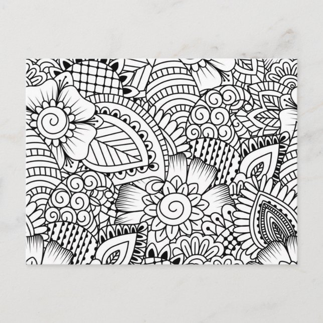 Floral Doodle Muster Postkarte (Vorderseite)
