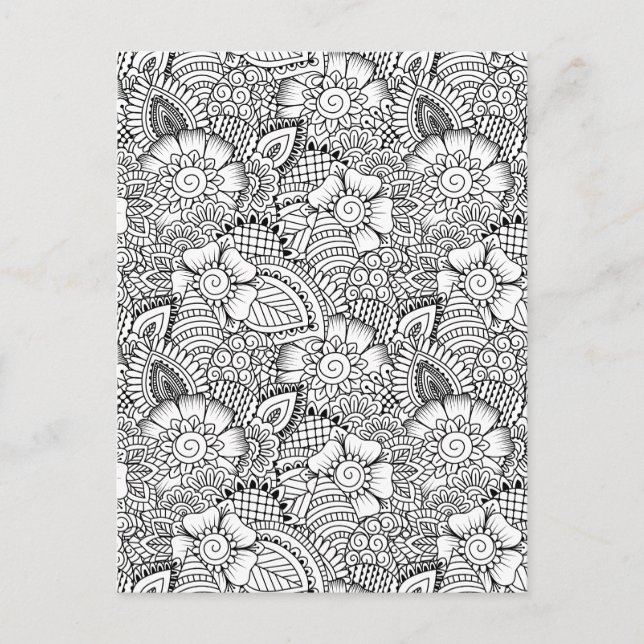 Floral Doodle Muster Postkarte (Vorderseite)
