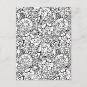 Floral Doodle Muster Postkarte