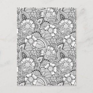 Floral Doodle Muster Postkarte