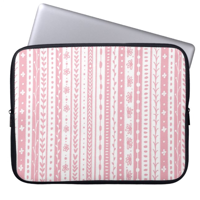 Floral doodstreifen laptopschutzhülle (Vorderseite)