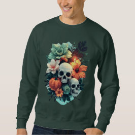 Floral Doppelhüllter Schädel mit Kürbis Sweatshirt
