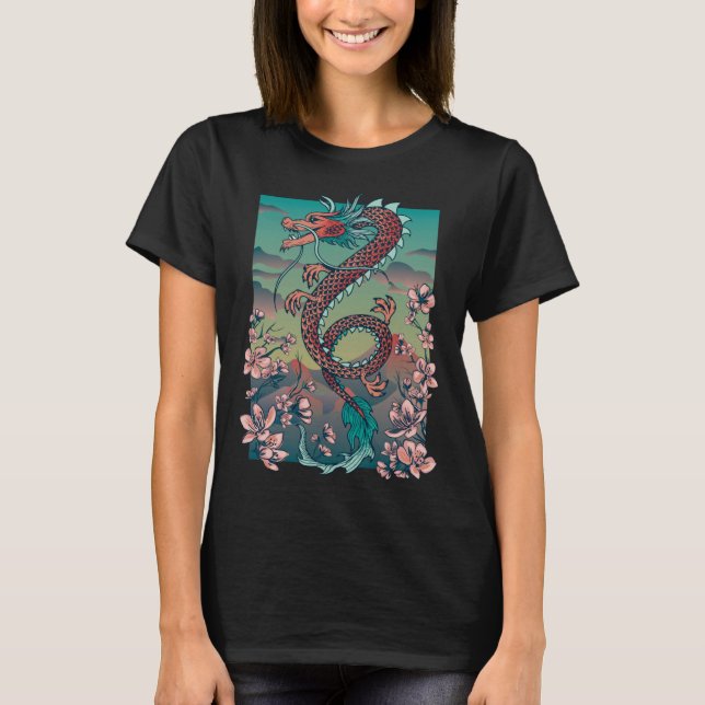 Floral Dragon Graphic T-Shirt (Vorderseite)