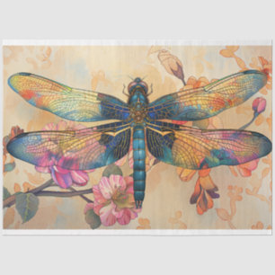Floral Dragonfly gestanztes Glas Warme weiße Farbe Seidenpapier