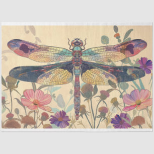 Floral Dragonfly gestanztes Glas Warme weiße Farbe Seidenpapier