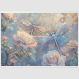 Floral Dragonfly Pastel Ethereal Whimsical Seidenpapier
