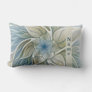 Floral Dream Muster Abstrakt Art Blue Khaki Name Lendenkissen
