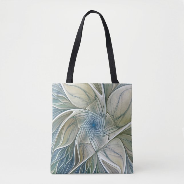 Floral Dream Muster Abstraktes Blue Khaki Fraktal (Vorderseite)