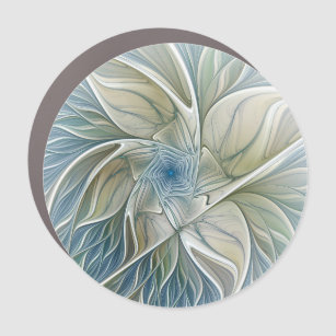 Floral Dream Muster Abstraktes Blue Khaki Fraktal Auto Magnet
