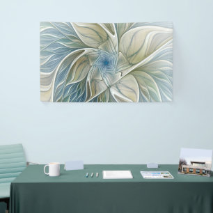 Floral Dream Muster Abstraktes Blue Khaki Fraktal Banner