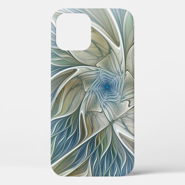 Floral Dream Muster Abstraktes Blue Khaki Fraktal Case-Mate iPhone Hülle (Rückseite)