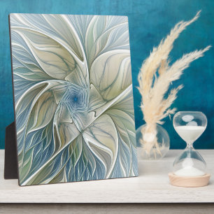 Floral Dream Muster Abstraktes Blue Khaki Fraktal Fotoplatte