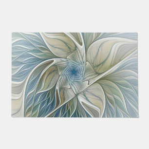 Floral Dream Muster Abstraktes Blue Khaki Fraktal Fußmatte