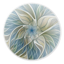 Floral Dream Muster Abstraktes Blue Khaki Fraktal