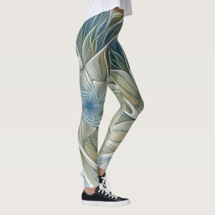 Floral Dream Muster Abstraktes Blue Khaki Fraktal Leggings