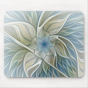 Floral Dream Muster Abstraktes Blue Khaki Fraktal Mousepad