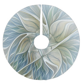 Floral Dream Muster Abstraktes Blue Khaki Fraktal Polyester Weihnachtsbaumdecke