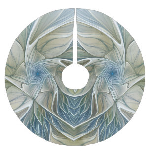 Floral Dream Muster Abstraktes Blue Khaki Fraktal Polyester Weihnachtsbaumdecke