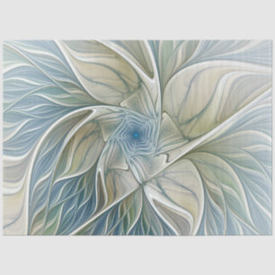 Floral Dream Muster Abstraktes Blue Khaki Fraktal Seidenpapier