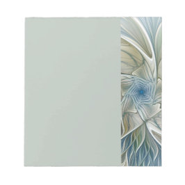 Floral Dream Pattern Abstract Blue Khaki Fractal Notizblock