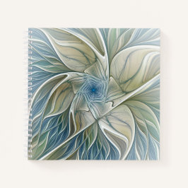 Floral Dream Pattern Abstract Blue Khaki Fractal Notizbuch