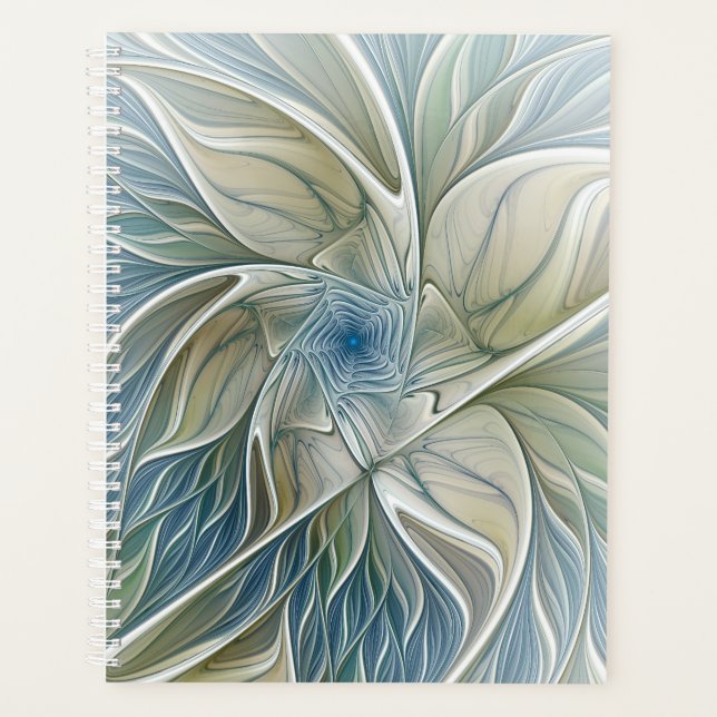 Floral Dream Pattern Abstract Blue Khaki Fractal Planer (Vorderseite)