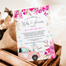 Floral Drive by baby Dusche Auto Aquarellherzen Einladung