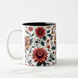 Floral Dsigned Zweifarbige Tasse