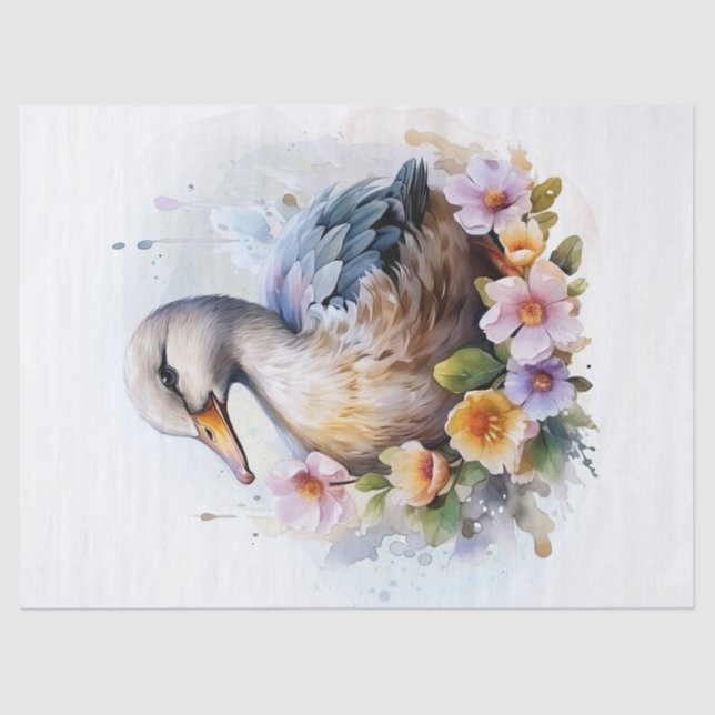 Floral Duck Watercolor Seidenpapier (Vorderseite)