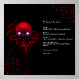 Floral dunkelmoody gothischen Schädel Getränke Men Poster