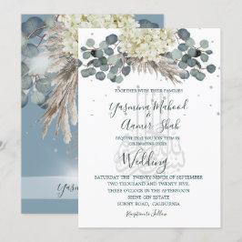 Floral Dusty Blue Bismillah Elegant Wedding Einladung