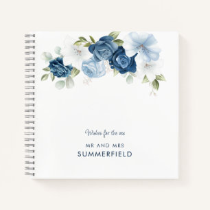 Floral Dusty Blue Botanical Wedding Guest Book Notizbuch