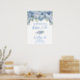 Floral Dusty Blue Brautparty Begrüßungszeichen Poster (Kitchen)