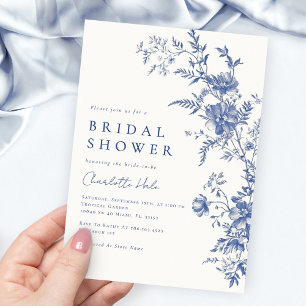 Floral Dusty Blue Brautparty Einladung