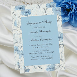 Floral Dusty Blue Country Garden Engagement Party Einladung