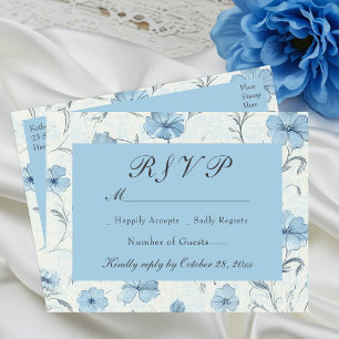 Floral Dusty Blue Country Garden Wedding UAWG Einladungspostkarte