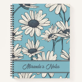 Floral Dusty Blue Daisy Personalisiert Notizbuch