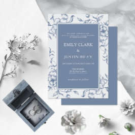 Floral Dusty Blue Elegante Wedding Einladung