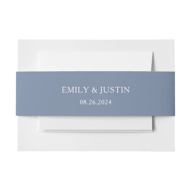 Floral Dusty Blue Elegante Wedding Einladungsbanderole (Vorderseite Beispiel)