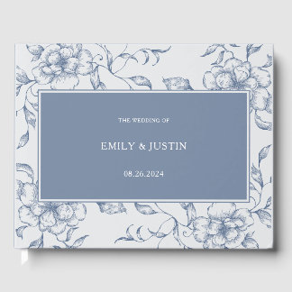 Floral Dusty Blue Elegante Wedding Gästebuch