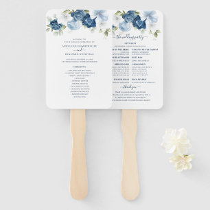 Floral Dusty Blue Eucalyptus Wedding Program Fächer