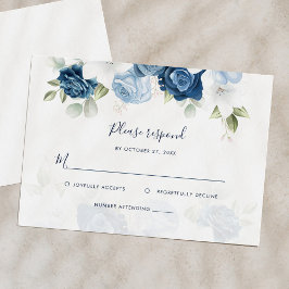 Floral Dusty Blue Floral Script Hochzeit RSVP Karte