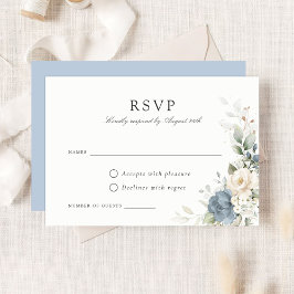 Floral Dusty Blue Greenery Wedding RSVP Card Einladung