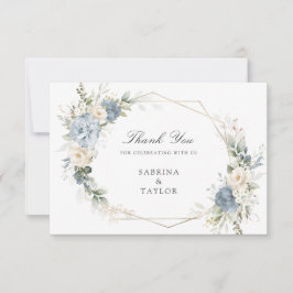 Floral Dusty Blue Greenery Wedding Thank You Card Dankeskarte