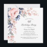 Floral Dusty Blue Pink 60. Geburtstagsparty Einladung<br><div class="desc">Blumenrosa 60. Geburtstagsparty Einladung Sie können einfach mit Ihren Party-Details anpassen,  indem Sie auf den Button "Personalisieren" klicken. Modernes Blumendesign mit Schrift und moderner Typografie</div>
