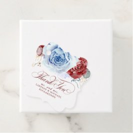 Floral Dusty Blue Red Wedding Thank You Geschenkanhänger