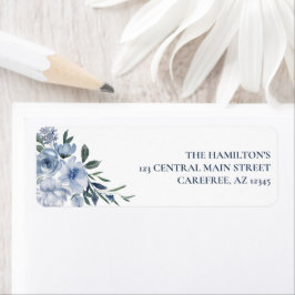 Floral Dusty Blue Rücksendeadresse